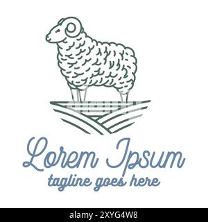 Vintage Retro Ziegenlammschaf für Landwirtschafts-Design Stock Vektor