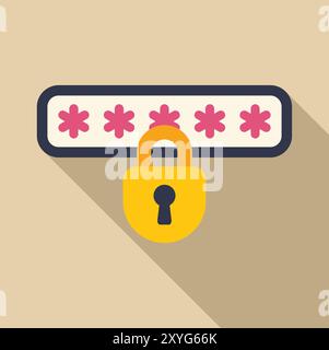Das gelbe Vorhängeschloss sichert ein Passwortfeld und unterstreicht die Bedeutung von sicheren Passwörtern für die Aufrechterhaltung der Online-Sicherheit Stock Vektor