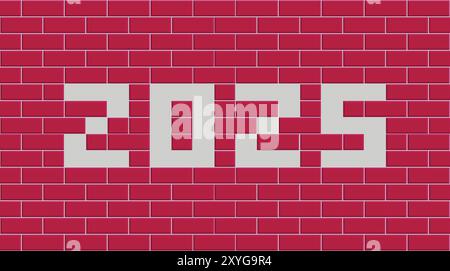 Realistische Kacheln mit Neujahrszahlen. Frohes Neues Jahr 2025. Stock Vektor