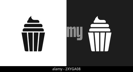 Cupcake-Symbol Logo-Zeichen Vektor-Umriss in schwarz-weiß Farbe Stock Vektor