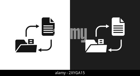 Datenübertragungssymbol Logozeichen Vektorkontur in Schwarz-weiß Stock Vektor