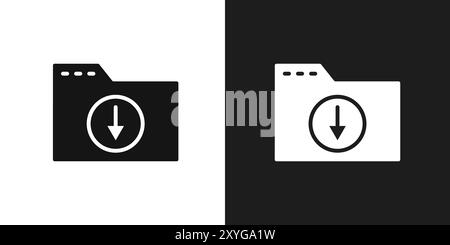Ordner Download Symbol Logo Vektorumrandung in Schwarz-weiß Stock Vektor
