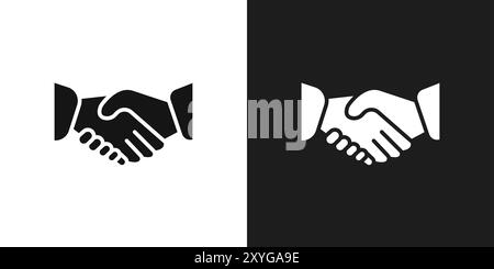 Handshake-Symbol Logozeichen Vektorumrandung in Schwarz-weiß Stock Vektor