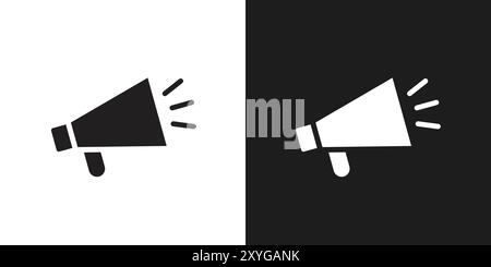 Megaphon-Symbol Logo-Zeichen Vektor-Umriss in Schwarz-weiß-Farbe Stock Vektor