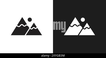 Berge Icon Logo Vektorumriss in Schwarz-weiß Farbe Stock Vektor