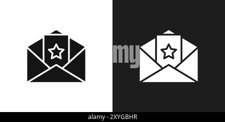 Öffnen Sie das Symbol „Umschlag öffnen“ mit dem Logo-Vektorumriss in Schwarz-weiß Stock Vektor