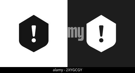 Schild Ausrufezeichen Logo Vektorumrandung in Schwarz-weiß Stock Vektor