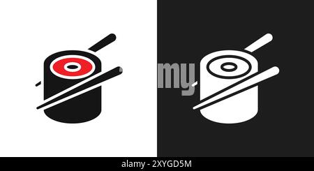 Sushi-Symbol-Logo-Vektor-Umrisse in schwarz-weiß Stock Vektor