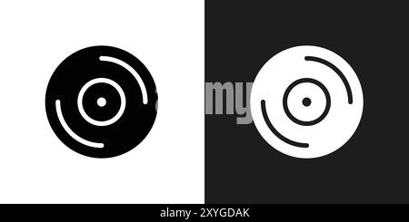 Vinylsymbol-Logo-Vektorumrandung in Schwarz-weiß Stock Vektor