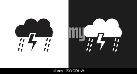 Thunderstorm Symbol Logo Vektorumrandung in Schwarz-weiß Stock Vektor