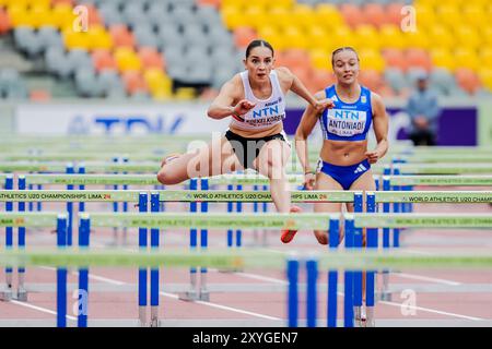 Lima, Peru. August 2024. Der belgische Noor Koekelkoren wurde am Donnerstag, den 29. August 2024, beim 100-m-Hürdenrennen der Frauen bei der U20-Leichtathletik-Weltmeisterschaft in Lima, Peru, in Aktion gezeigt. Die Weltmeisterschaften finden vom 27. Bis 31. August statt. BELGA PHOTO SONYA MALETER Credit: Belga News Agency/Alamy Live News Stockfoto