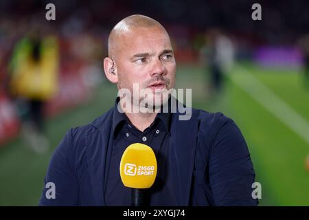 Amsterdam, Niederlande. August 2024. AMSTERDAM, 29.08.2024, JohanCruyff Arena, Europa League Play offs, Saison 2024/2025, Ajax-Jagiellonia Bialystok. Ziggo Wesley Sneijder Credit: Pro Shots/Alamy Live News Stockfoto