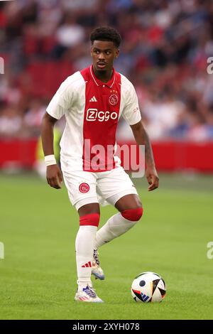 Amsterdam, Niederlande. August 2024. AMSTERDAM, NIEDERLANDE - 29. AUGUST: Jorrel Hato vom AFC Ajax während des Play-offs-Spiels zwischen AFC Ajax und Jagiellonia Bialystok in der Johan Cruijff Arena am 29. August 2024 in Amsterdam. (Foto: Peter Lous/Orange Pictures) Credit: dpa/Alamy Live News Stockfoto