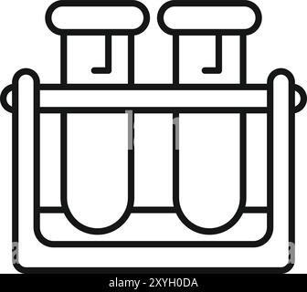 Zwei Reagenzgläser stehen in einem Rack und warten auf das nächste Experiment Stock Vektor