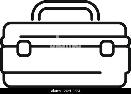 Minimalistische Vektor-Illustration eines klassischen leeren Werkzeugkastens mit einem Griff zur Aufbewahrung von Werkzeugen, isoliert auf weißem Hintergrund Stock Vektor