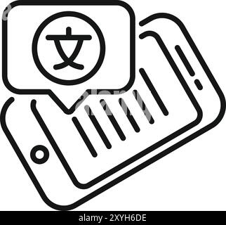 Das Smartphone zeigt ein Symbol für eine fremdsprachliche Übersetzung an, das die Kommunikation über Sprachbarrieren hinweg vereinfacht Stock Vektor