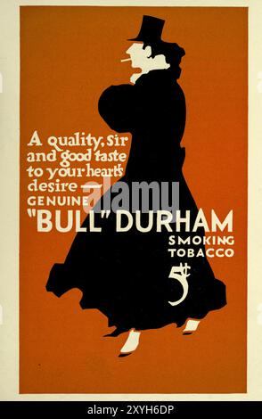 Vintage-Poster-Werbung. Bull Durham Rauchen Tabak. Von Frederick Cooper, ca. 1917 Stockfoto