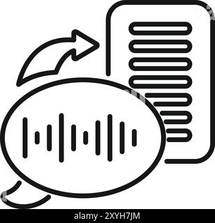 Sprech-zu-Text-Technologie zur Umwandlung von Audiobotschaften in schriftliche Dokumente, innovative Softwarelösung Stock Vektor