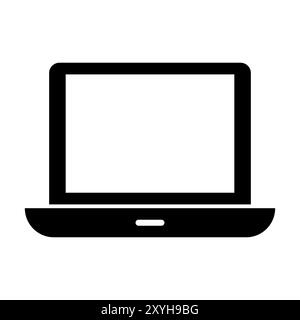 Abbildung des Laptop-Symbols. Einfaches Computersymbol. Schwarzer rechteckiger Bildschirm. Minimalistisches Gerätedesign. Stock Vektor