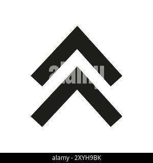 Doppelpfeil-Symbol. Symbol für Aufwärtsrichtung. Einfaches Vektordesign. Minimaler Monochrom-Stil. Stock Vektor