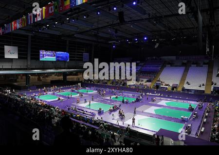 Paris, Frankreich. August 2024. Allgemeine Ansicht Boccia : während der Paralympischen Spiele in Paris 2024 in der South Paris Arena in Paris, Frankreich. Quelle: AFLO SPORT/Alamy Live News Stockfoto
