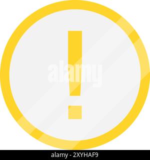 Gelbes Ausrufesymbol. Symbol für metallische Ausrufezeichen. Stock Vektor