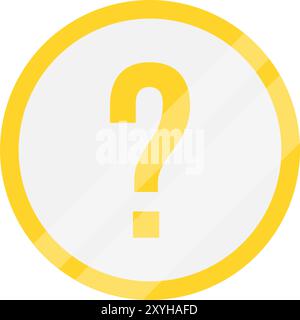 Gelbes Fragezeichensymbol. Metallisches Fragezeichensymbol. Stock Vektor