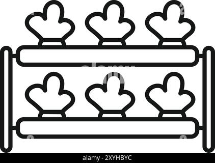Einfaches Vektorsymbol eines hydroponischen Systems, das Pflanzen ohne Boden anbaut und moderne Landwirtschaft und städtische Landwirtschaft repräsentiert Stock Vektor
