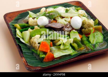 Foto von frisch zubereitetem philippinischem Essen namens Chopsuey. Stockfoto