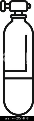 Sauerstoffflasche für das Tauchen in einfacher Linienart, geeignet für Ikonen, Illustrationen und grafische Ressourcen Stock Vektor