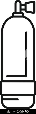 Einfache Sauerstoffflasche zum Tauchen, die Ventil und Luftbehälter mit minimalem Liniensymbol zeigt Stock Vektor