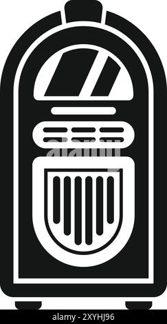 Einfaches Vektorsymbol einer Vintage-Jukebox, die Musik spielt, im Silhouette-Stil Stock Vektor