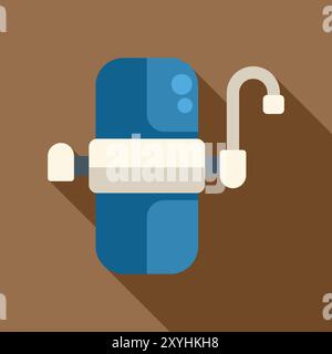 Wasserfilterreinigungssystem zur Reinigung von Trinkwasser mit modernem Design und langem Schatten Stock Vektor