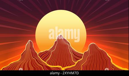 Bergkette Sonnenuntergang Landschaft Stock Vektor