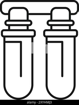 Einfache schwarze Strichgrafik, die ein doppeltes Wasserfiltersystem darstellt, perfekt für die Darstellung der Wasseraufbereitung Stock Vektor