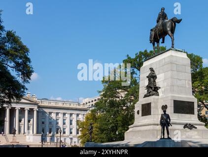 Reiten Sie auf dem William Tecumseh Sherman Monument in Washington DC, USA Stockfoto