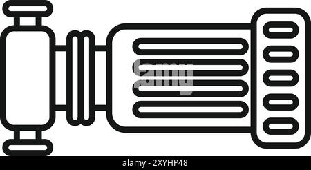 Einfacher Vektor, der das Symbol einer elektrischen Wasserpumpe zeigt, ein wichtiges Werkzeug für Sanitär- und Bewässerungssysteme Stock Vektor