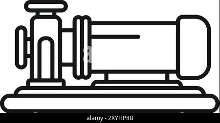 Einfacher Vektor, der eine Wasserpumpe zeigt und einen Teil eines Rohrleitungssystems zum Transport von Flüssigkeiten darstellt Stock Vektor