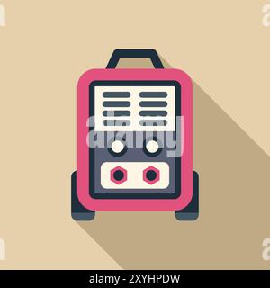 Rosa Inverter-Schweißmaschine, die einen langen Schatten wirft und Konzepte von Schweißgeräten und Industriewerkzeugen darstellt Stock Vektor