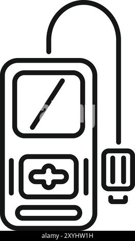 Einfaches Liniensymbol eines tragbaren Glukometers zur Messung des Blutzuckerspiegels zur Diabetesbehandlung Stock Vektor