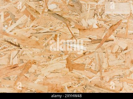 Nahaufnahme der Textur von Oriented Strand Board (OSB), Holz Brett aus Holz Stockfoto