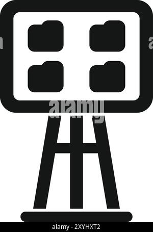 Einfaches Vektorsymbol eines Datenspeichers im Serverraum mit Ordnern auf einer Platine Stock Vektor