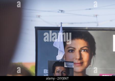 Wahlkampfveranstaltung des Bündnisses Sahra Wagenknecht BSW, am Dresdner Schlossplatz, Landtagswahlkampf in Sachsen, Dresden, Sachsen, Deutschland, Stockfoto