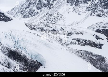 Gletscher im Darfalvaggi-Tal (Tarfaladalen), Kebnekaisefjaell, Norrbotten, Lappland, Schweden, September 2012, Europa Stockfoto