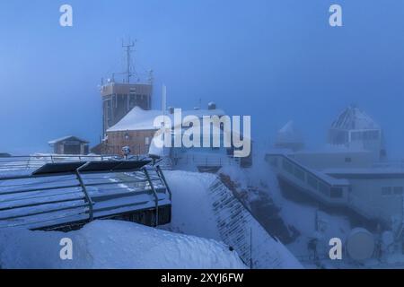 Sonnenaufgang auf der Zugspitze Stockfoto