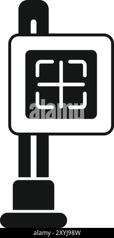 Dieses Vektorsymbol stellt eine qr-Code-Scanstation dar und unterstreicht ihre Rolle in modernen Zutrittskontrollsystemen Stock Vektor