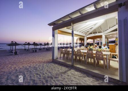 Strandbar, Sa Rapita, Campos, Balearen, Spanien, Europa Stockfoto