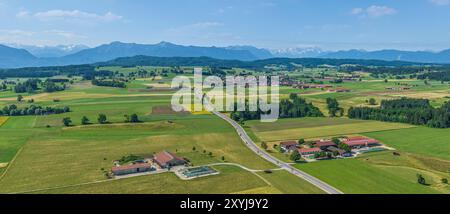 Panoramablick über die Osterseen bei Iffeldorf im bayerischen Oberland Stockfoto