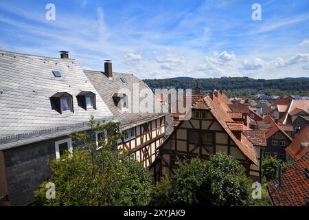 Blick auf die roten Dächer in Marburg, Deutschland, Europa Stockfoto