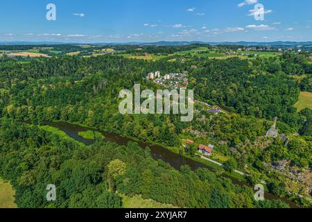 Blick auf das romantische Hals-Viertel Passau im Ilztal Stockfoto